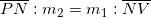 \overline{PN}:m_2=m_1:\overline{NV}