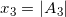 {{x}_{3}}=\left|{{A}_{3}} \right|