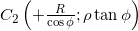 {{C}_{2}}\left( +\frac{R}{\cos \phi };\rho \tan \phi \right)